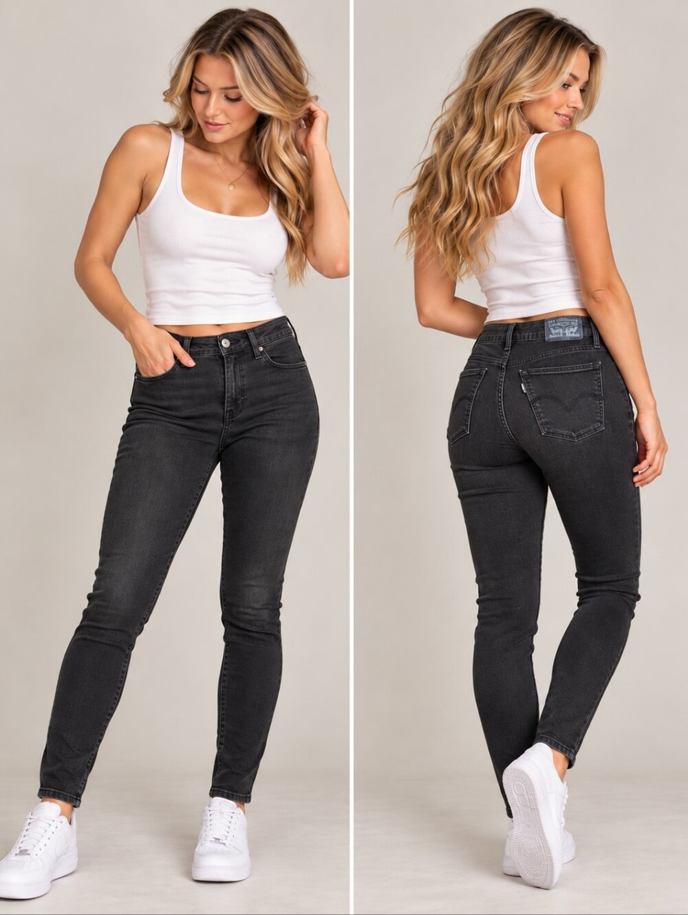 Levi's 28 Black 710 Super Skinny High Rise Stretch Jeans